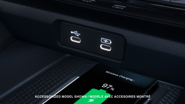 Closeup of USB-C charging ports. 