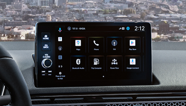 Closeup of the colour touchscreen on its home screen.