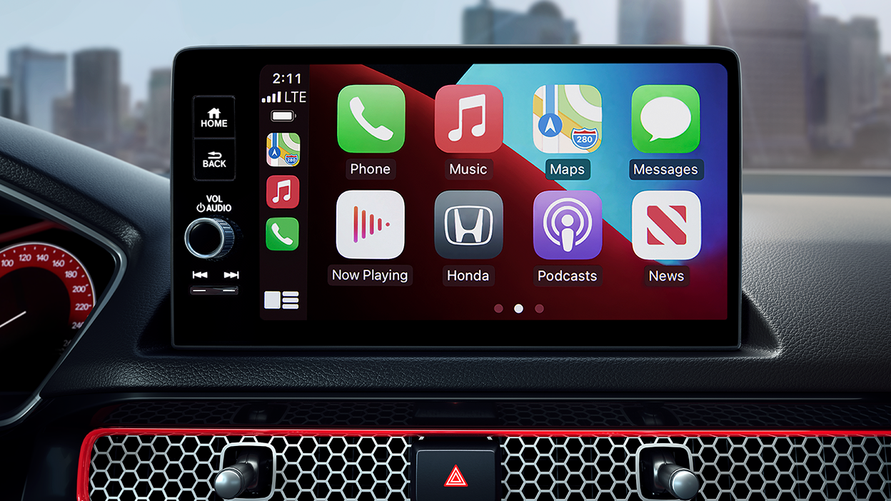 Closeup of colour touchscreen displaying its home screen.