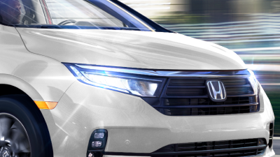 Closeup of Odyssey headlight.