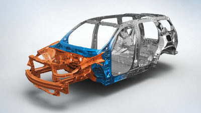 3/4 front view of Pilot body structure on white space. 