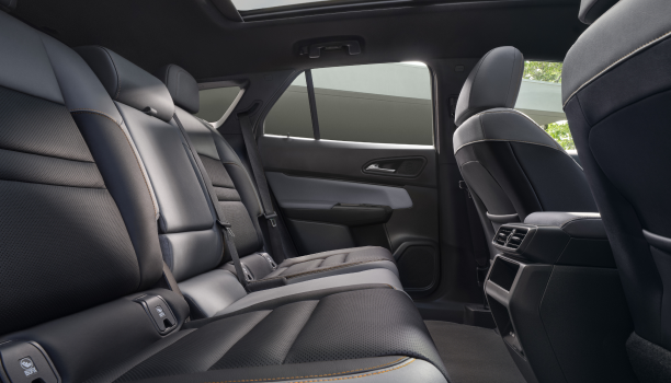 Closeup of second row seats.