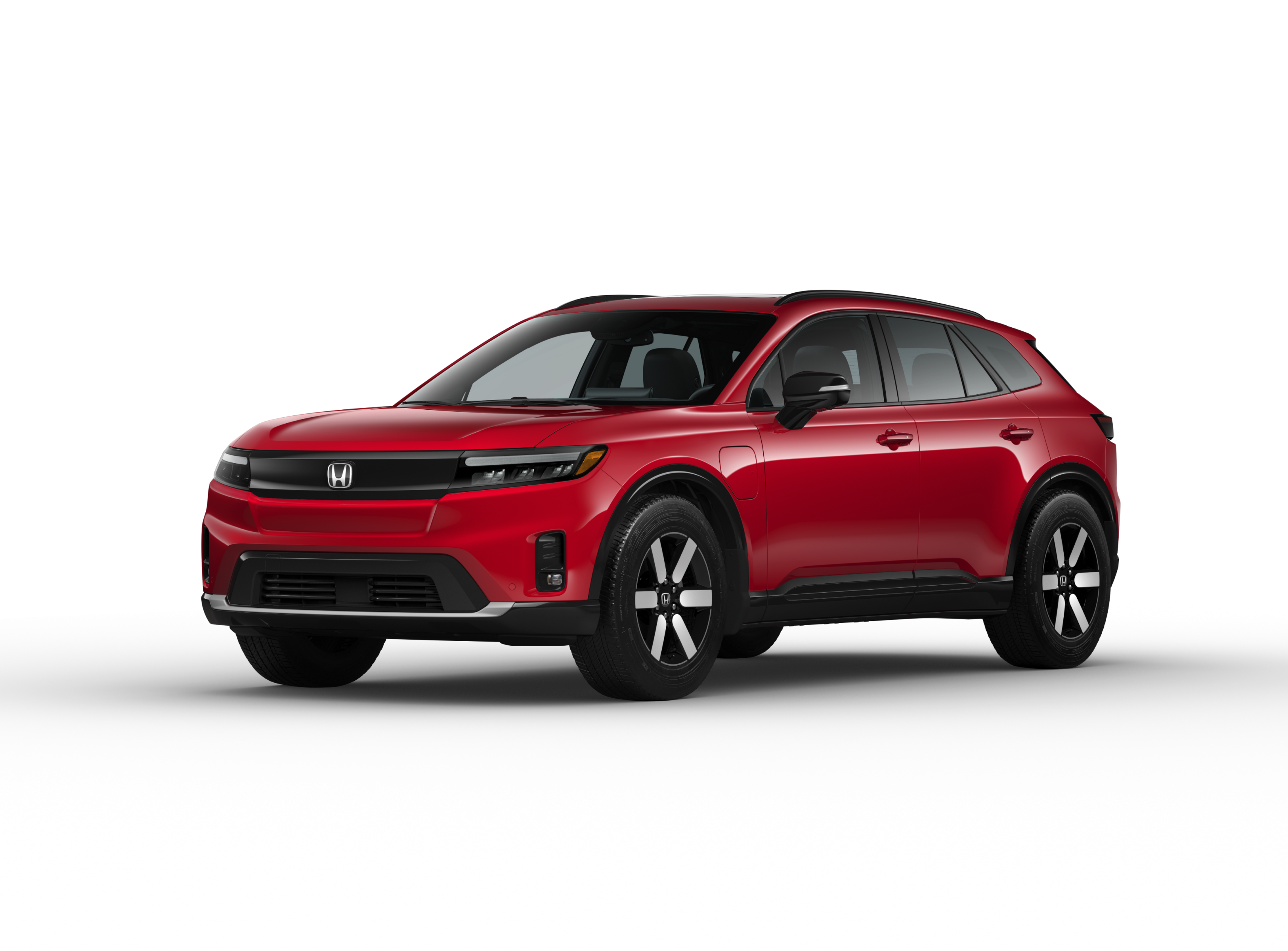 ¾ driver side front facing view of 2025 Prologue EX-L model in Scarlet Red Metallic colour